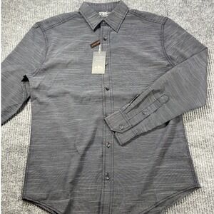 Pacific Outfitters Mens Shirt Small Black Active Stretch Non-Iron Wicking Button